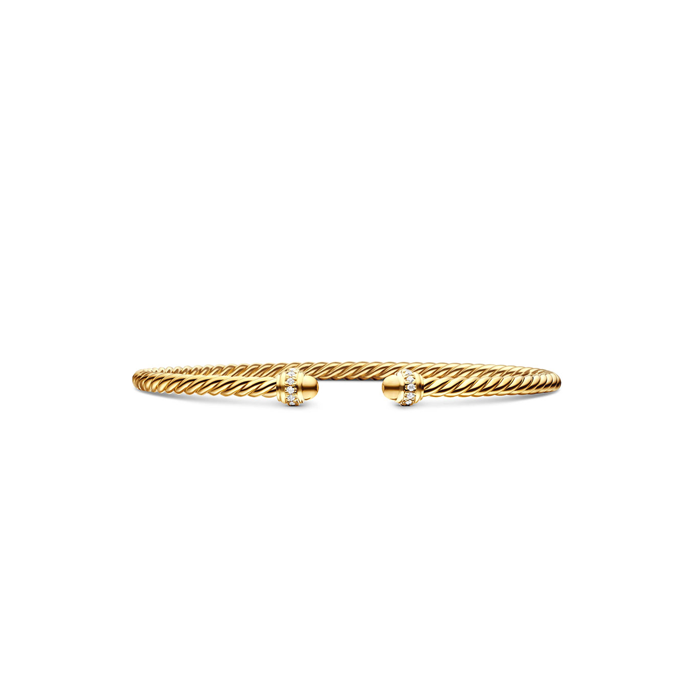 dau1d Yvrm*n classic cablespira bracelet18k yellow gold with d1am0nds, 3mm b13769d88adi
